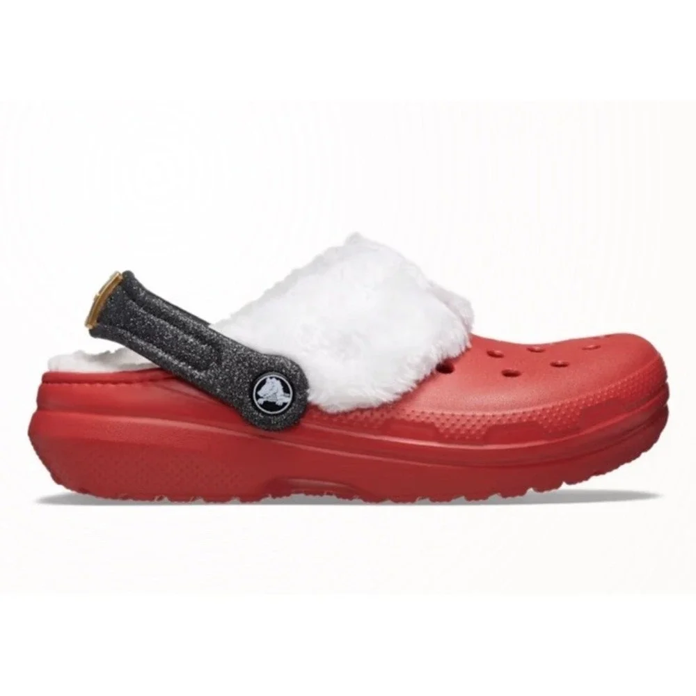 Crocs Classic Lined Santa Christmas Clogs Youth cozy winter Children's‎ 9